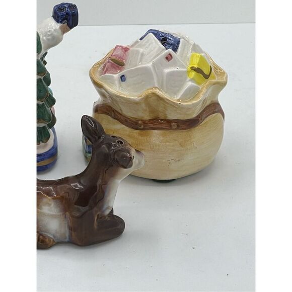 VTG Fitz & Floyd Christmas Santa mail North Pole Express Salt pepper shakers & B - Picture 7 of 12